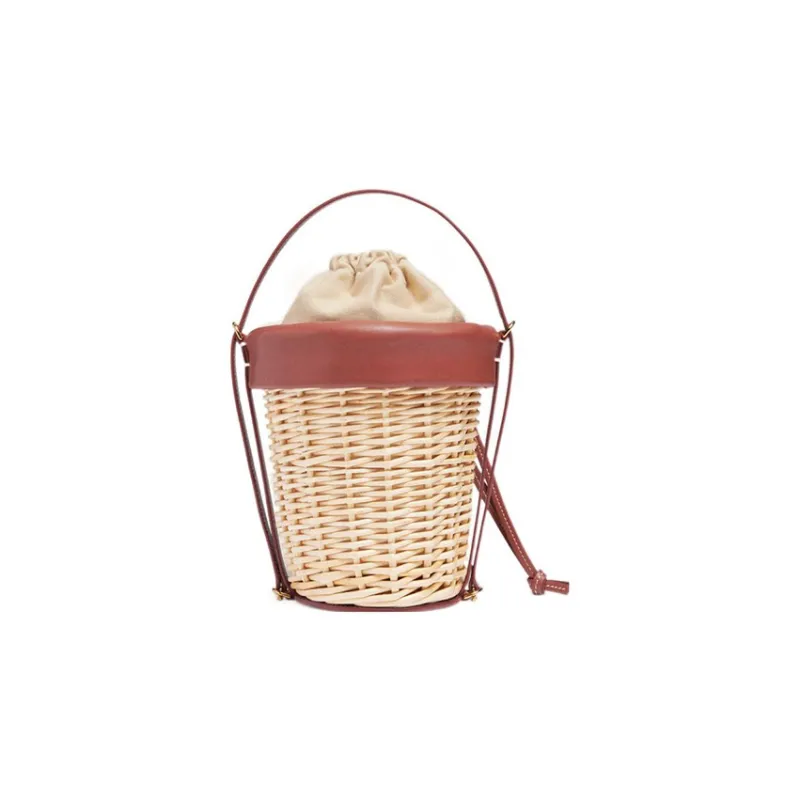 Jacquemus Wicker With Cow Leather Shoulder Bag Crossbody Bag Handbag Women's Brown-4