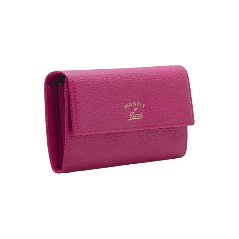 GUCCI Cow Leather Wallet Women's Rose Red-1
