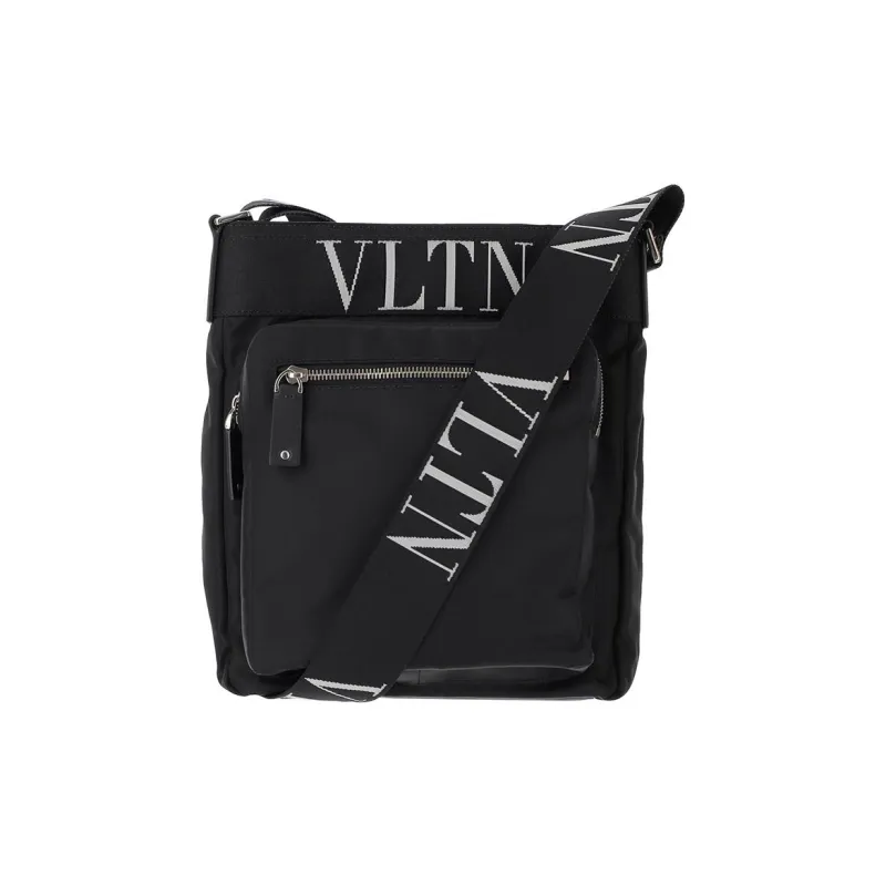 Valentino Nylon Messenger Bag Crossbody Bag Shoulder Bag Men's Black-1