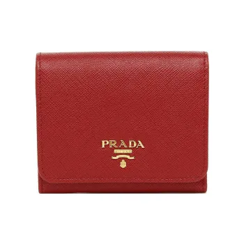 PRADA Cow Leather Coin Purses Wallets Regular Women's Red