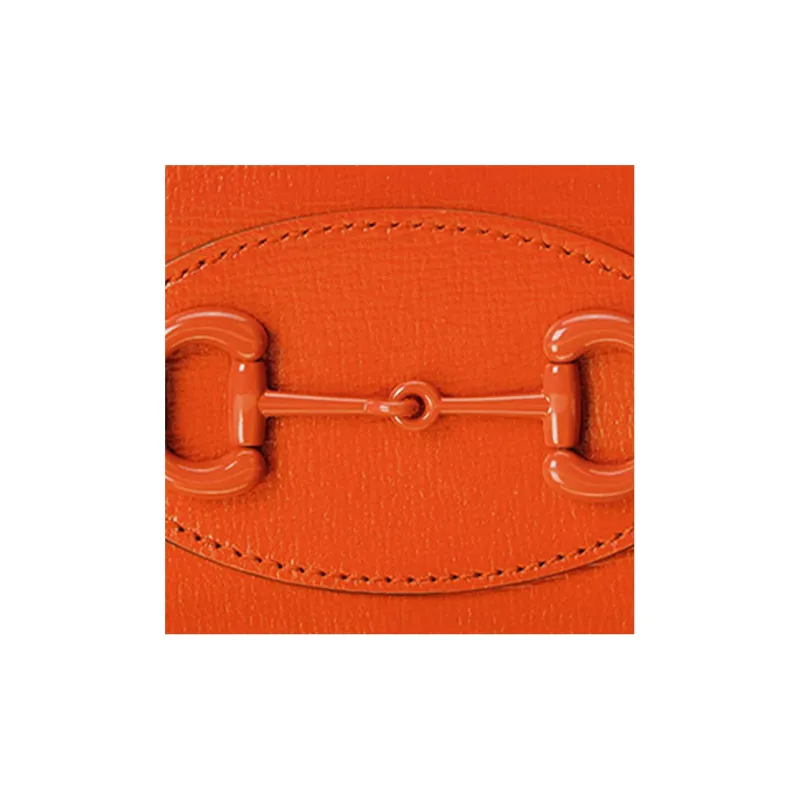 GUCCI Horsebit Leather Wallet Women's Orange-6