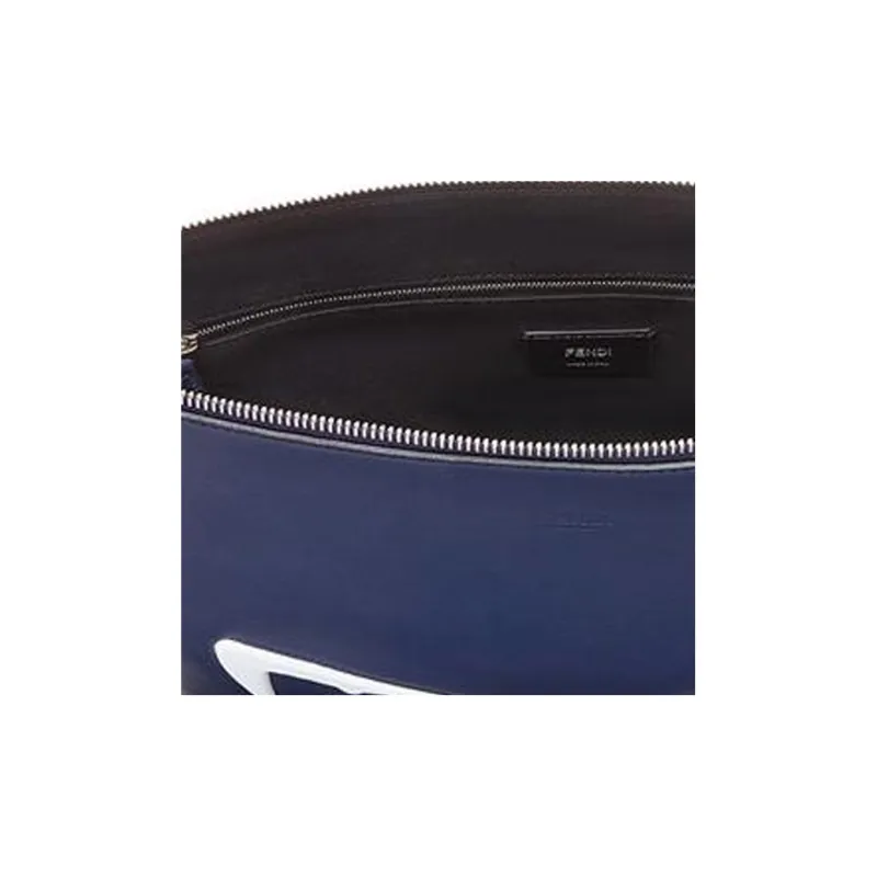 FENDI Calfskin Messenger Bag Shoulder Bag Crossbody Bag Men's Dark Blue-4