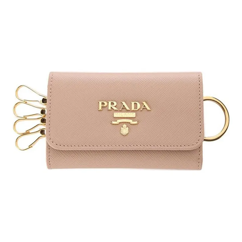 PRADA Cow Leather Key Pouch Regular Women's Nude Pink-0