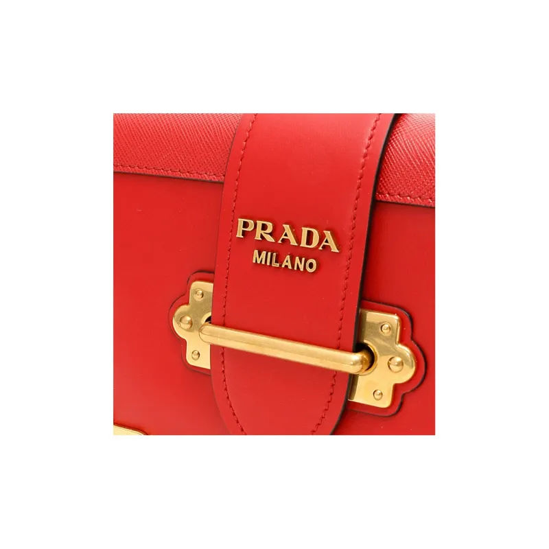 PRADA Calfskin Crossbody Bag Shoulder Bag Women's Red-4