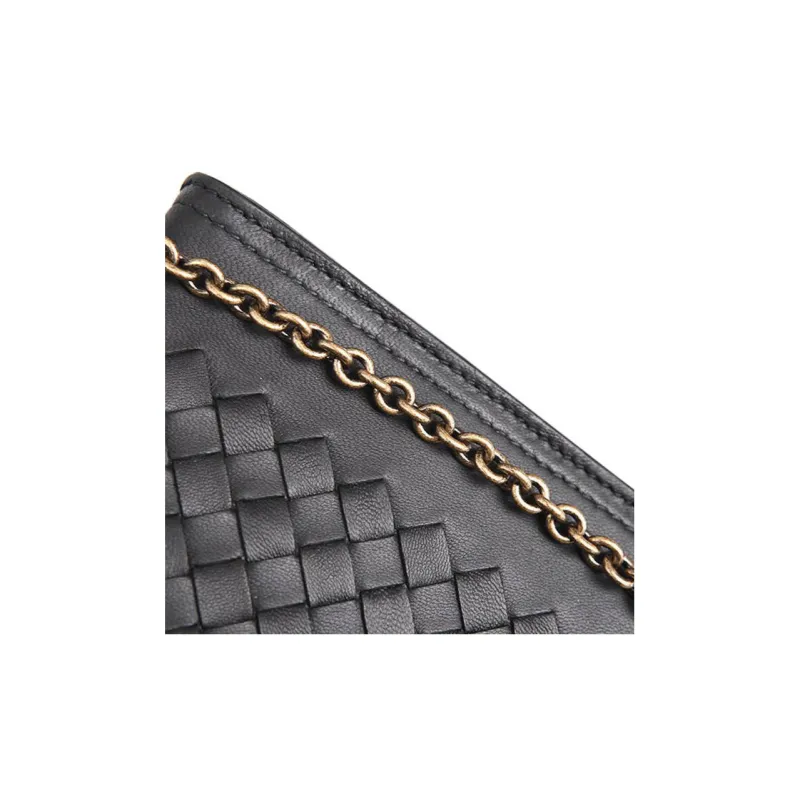 Bottega Veneta Sheepskin Shoulder Bag Crossbody Bag Women's Black-4