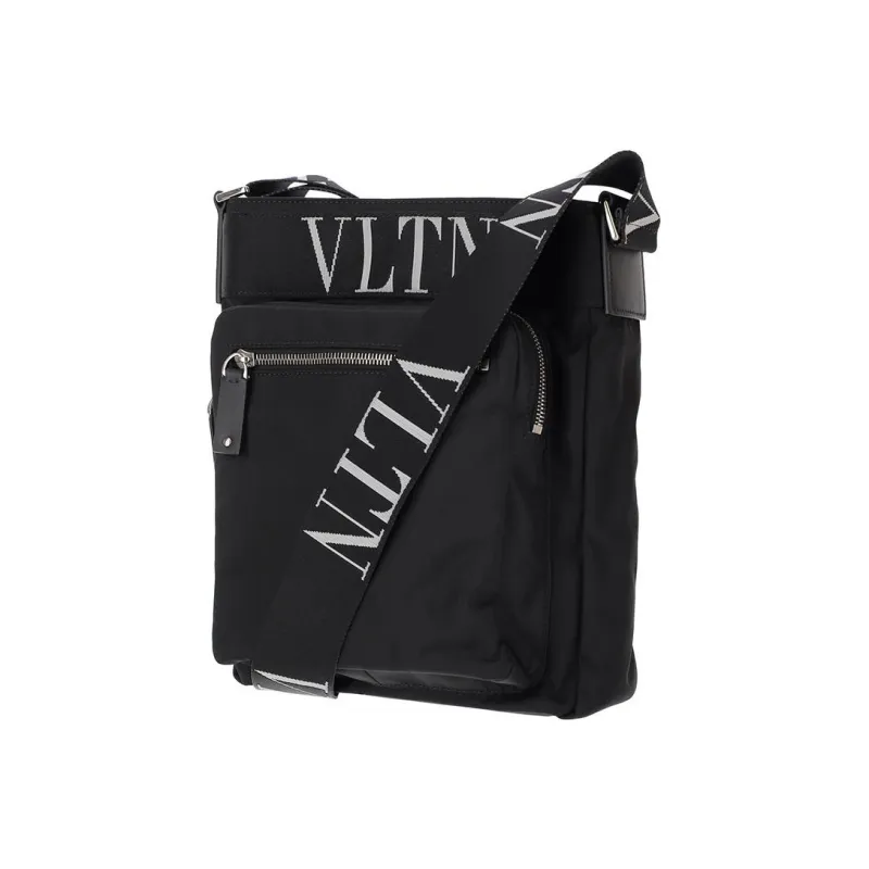 Valentino Nylon Messenger Bag Crossbody Bag Shoulder Bag Men's Black-2