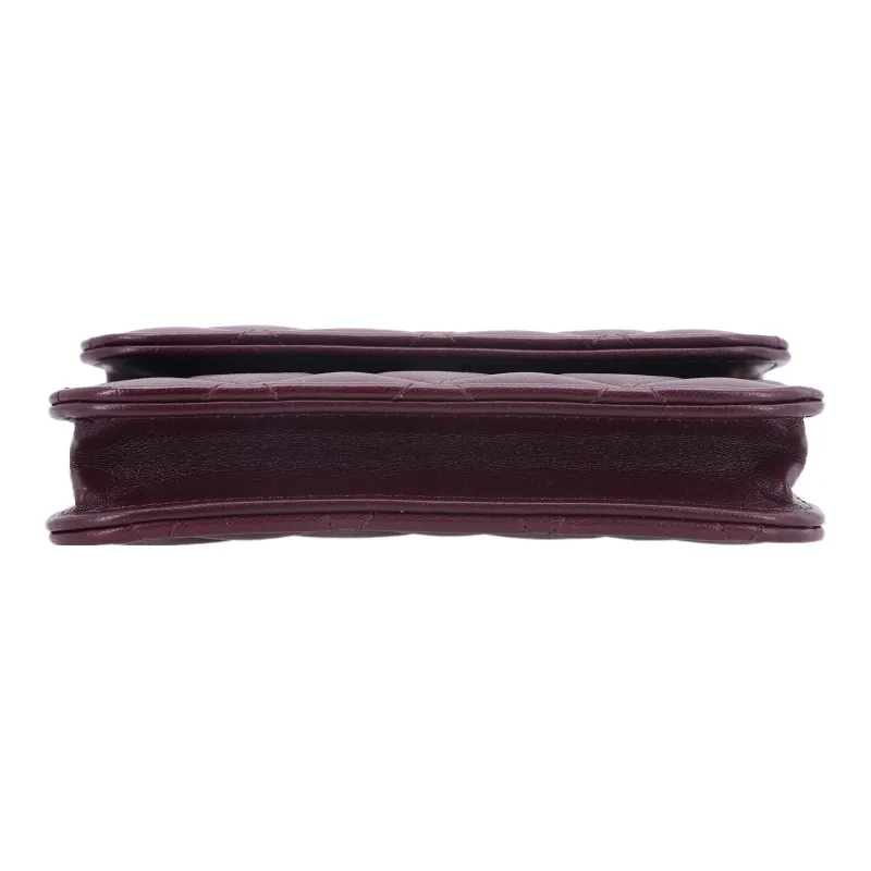 CHANEL Sheepskin Shoulder Bag, Crossbody Bag, Fanny Pack, Coin Purse Women's Burgundy-4