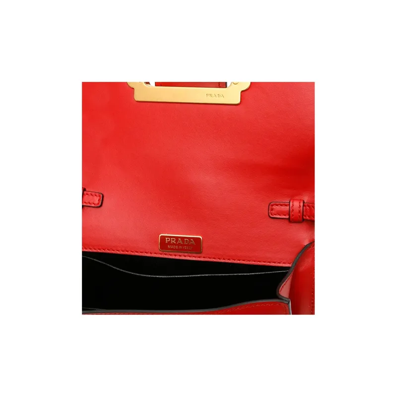 PRADA Calfskin Crossbody Bag Shoulder Bag Women's Red-3