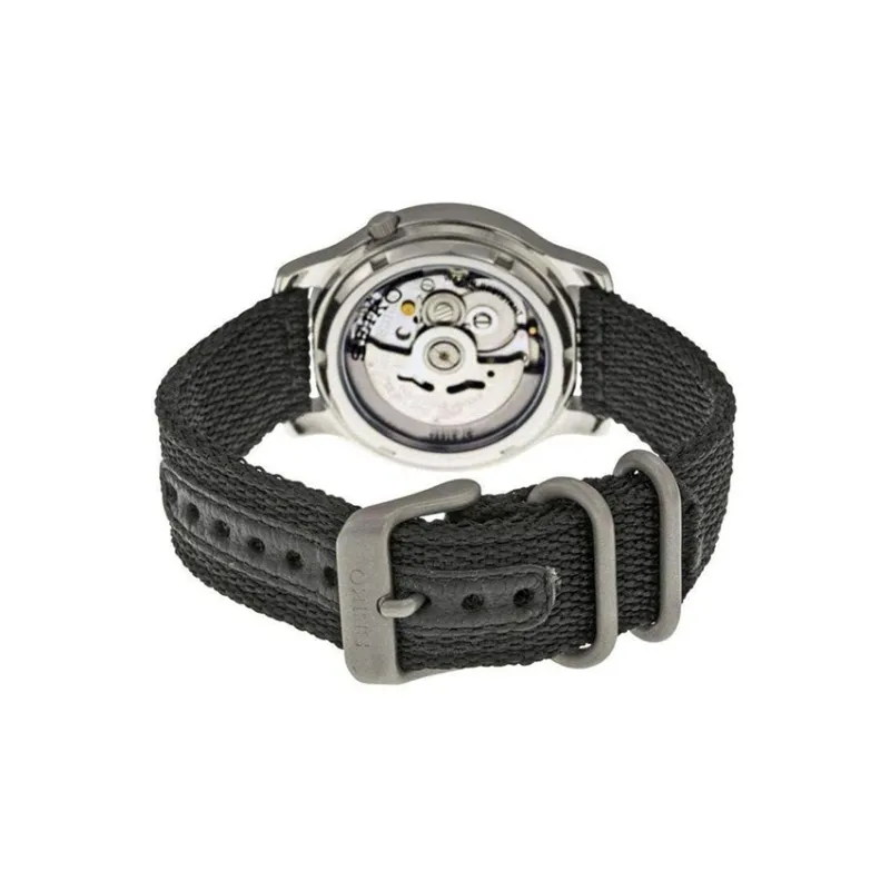 SEIKO Automatic Mechanical Movement Polyester Strap Watch Men's Watches Black Dial SNK809K2-1