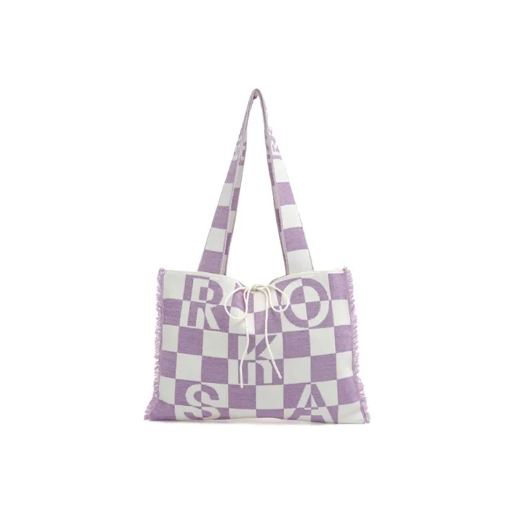 ROSA.K Blended Material Tote Bag, Handbag, Shoulder Bag Large Size Unisex Multicolor-12