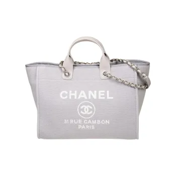 CHANEL Fabric Beach Bag, Tote Bag, Shopping Bag, Portable Crossbody Bag, Shoulder Bag Tubas Women's Gray