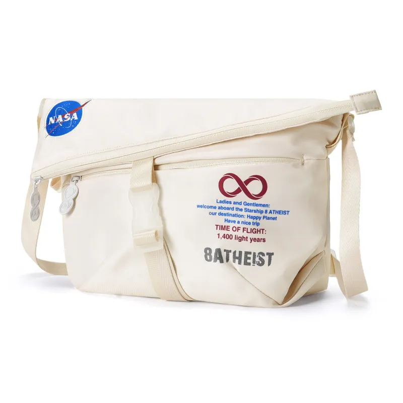 8atheist Polyester Shoulder Bag, Crossbody Bag, Fanny Pack Regular Unisex Ecru Color Block-1