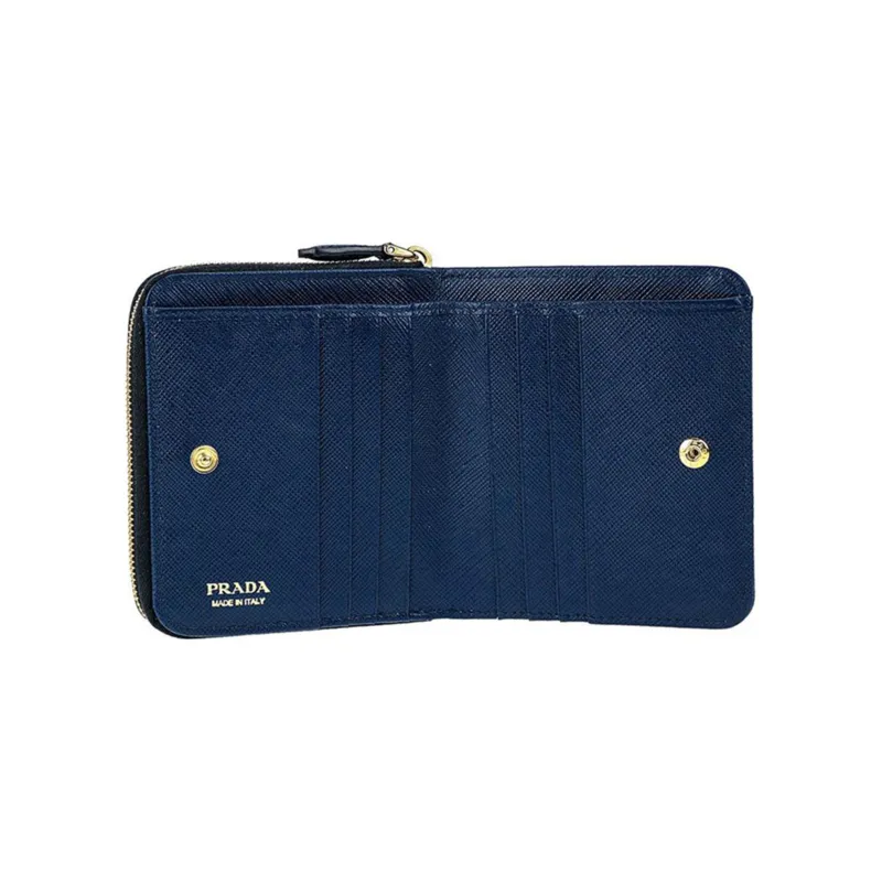 PRADA Leather Wallet Regular Women's Blue-2