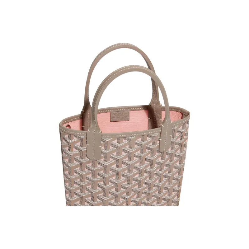GOYARD Poitiers Canvas With Leather Tote Crossbody Handbag Trumpets Women's Elephant Gray/Cherry Blossom Pink-6