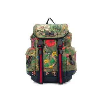 GUCCI Canvas Backpack Men's Olive Green