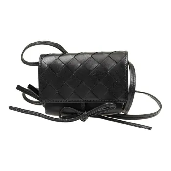 Bottega Veneta Intreccio Woven Lambskin Shoulder Bag, Crossbody Bag Women's Black