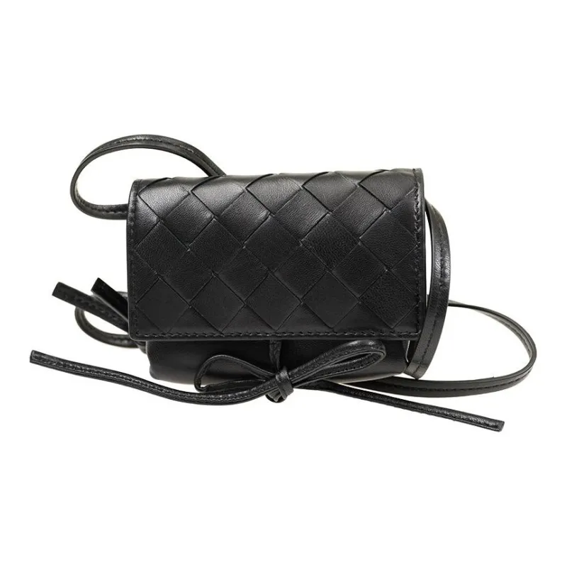 Bottega Veneta Intreccio Woven Lambskin Shoulder Bag, Crossbody Bag Women's Black-0
