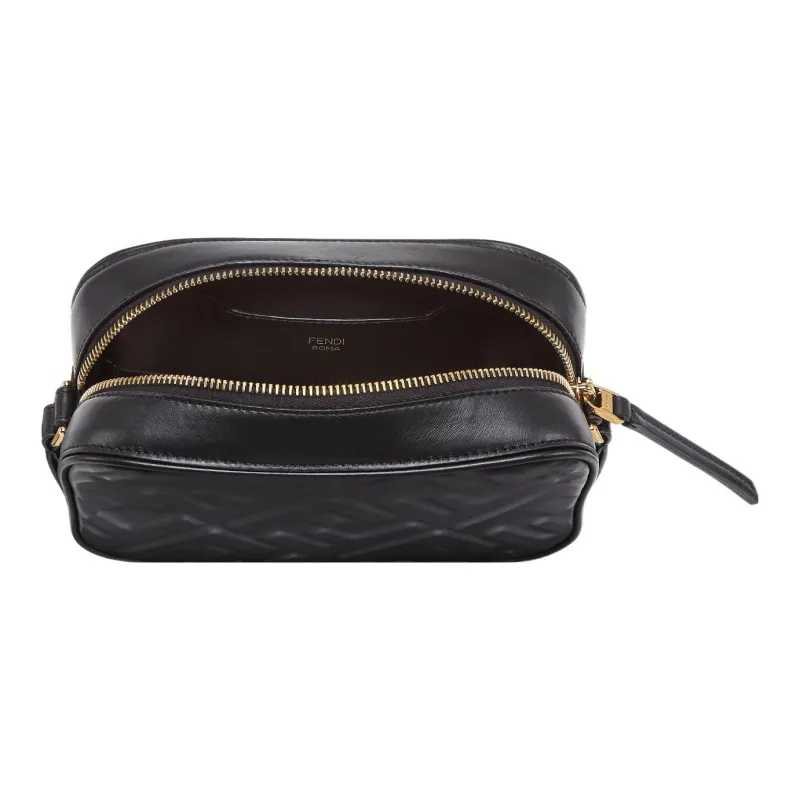 FENDI Calfskin Shoulder Bag Crossbody Bag Mini Women's Black-3