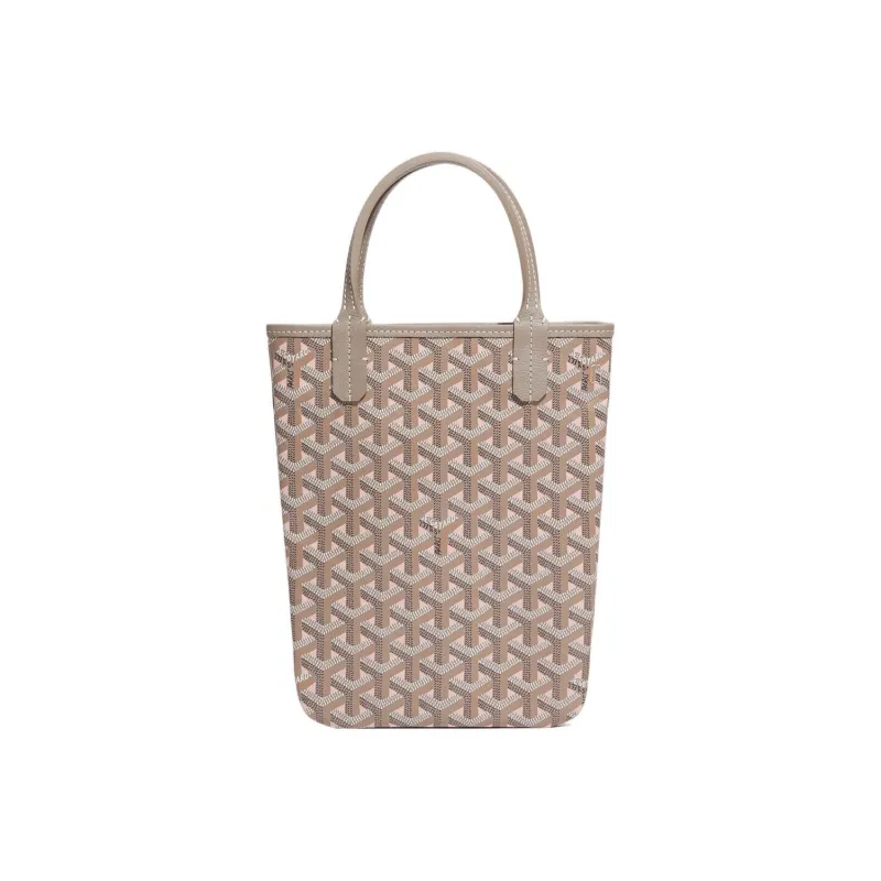 GOYARD Poitiers Canvas With Leather Tote Crossbody Handbag Trumpets Women's Elephant Gray/Cherry Blossom Pink-1