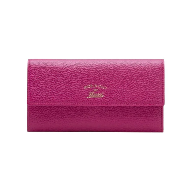 GUCCI Cow Leather Wallet Women's Rose Red-0