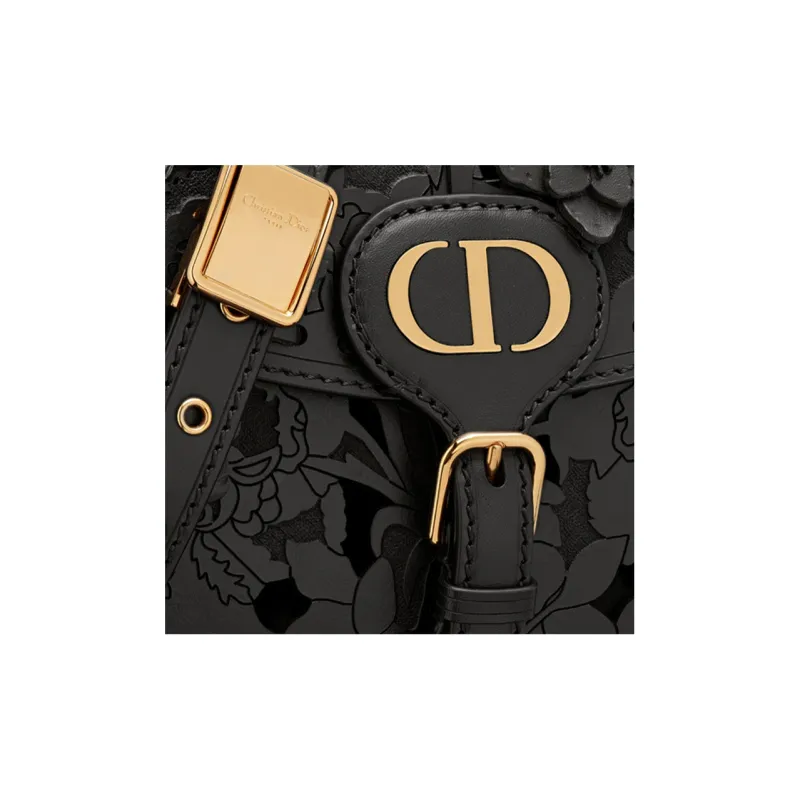 DIOR Cow Leather Shoulder Bag Women's Black-4
