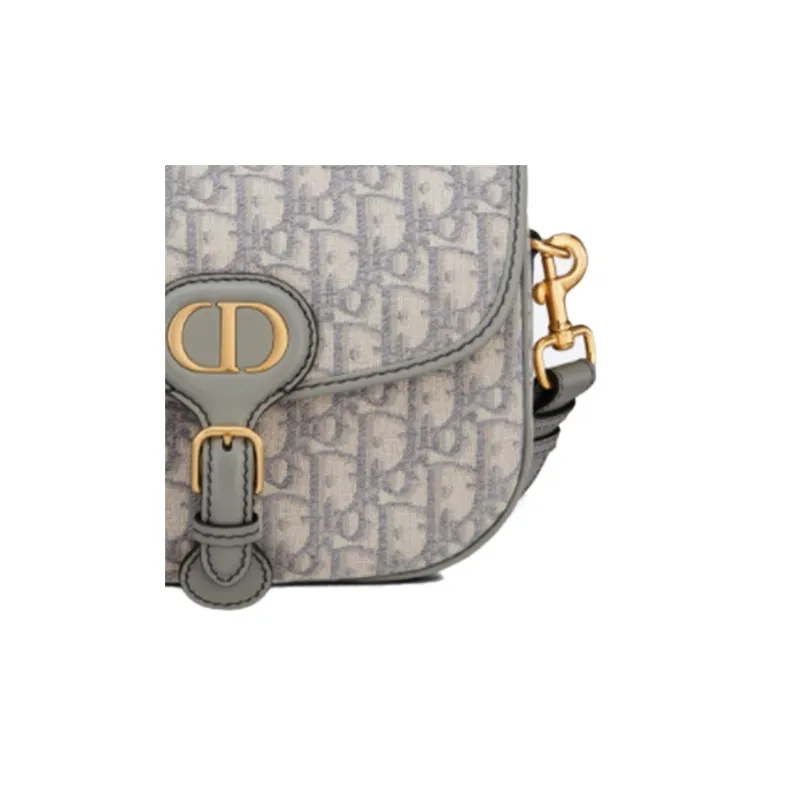 DIOR Bobby Canvas Shoulder Bag Crossbody Bag Women's Gray-5