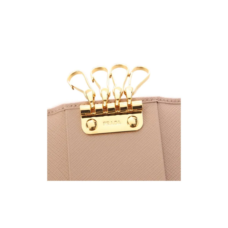 PRADA Cow Leather Key Pouch Regular Women's Nude Pink-4