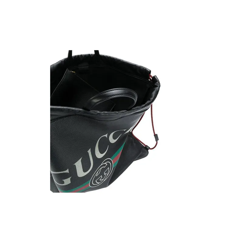 GUCCI Leather Backpack Unisex Black-3