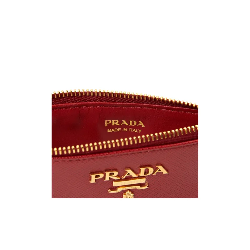 PRADA Leather Wallets Card Holders Women's Red-4