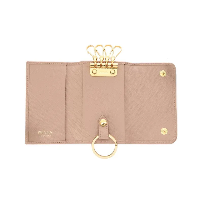 PRADA Cow Leather Key Pouch Regular Women's Nude Pink-1