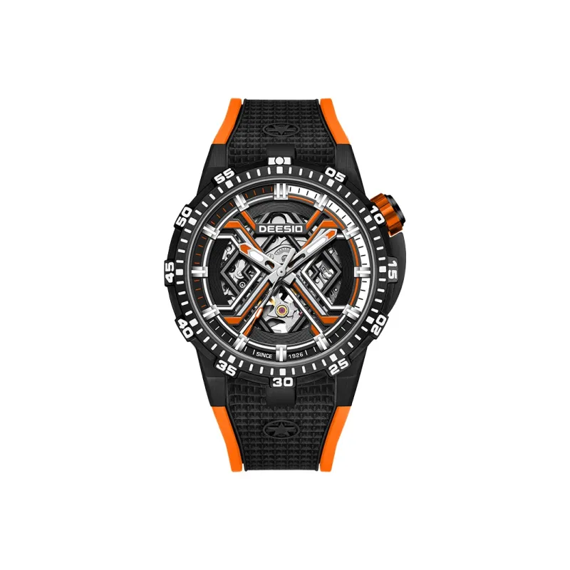 DEESIO Xingji Gate Collection Automatic Mechanical Movement Rubber Strap Watch Men's Watches Cut Out Dial-10