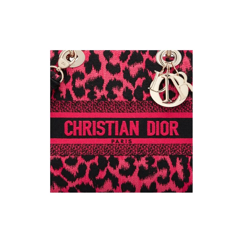DIOR MizzaLady D Lite Leopard Print Lady Dior Bag, Shoulder Bag, Crossbody Bag Medium Size Women's Raspberry-4
