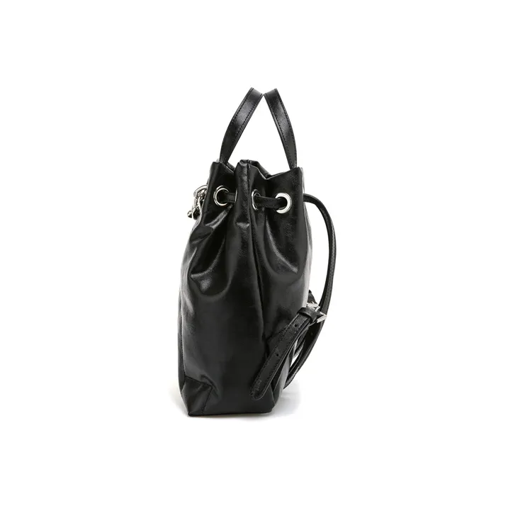 ROSA.K Cow Leather Backpack Medium Size Women's Black/White-2