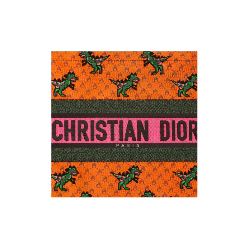 DIOR BookTote Embroidery Tote Bag Shopping Bag Shoulder Bag Handbag Regular Women's Orange-4