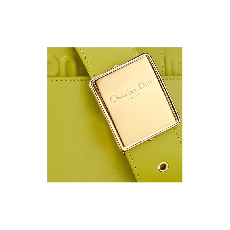 DIOR 30 Montaigne Cow Leather Crossbody Bag, Shoulder Bag Women's Green Yellow-3