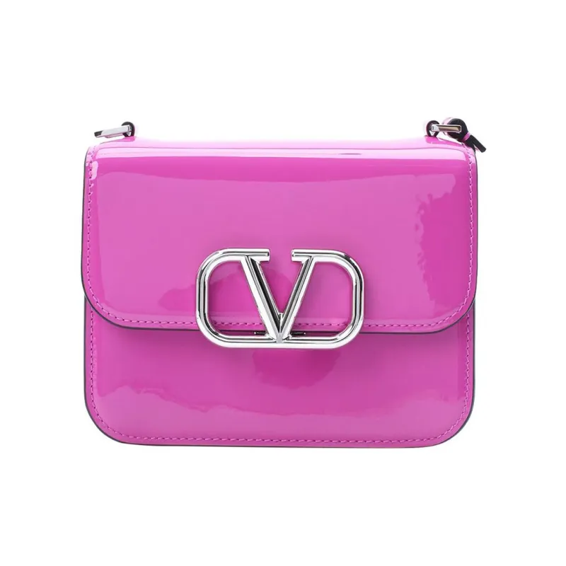Valentino Rockstud Patent Leather Messenger Bag Crossbody Bag Shoulder Bag Women's Rose Pink-2