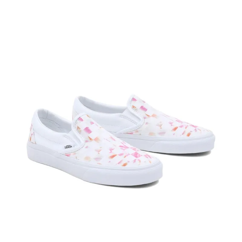 Vans Aura Checkerboard Classic Slip-On Low-Top Skateboard Shoes Unisex Pink White-2