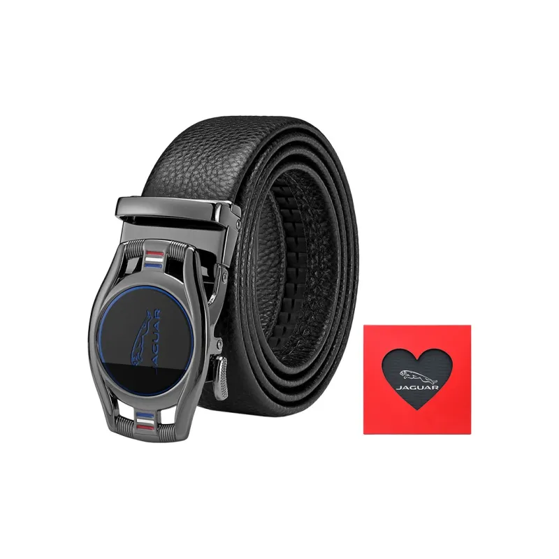 JAGUAR Cow Leather Leather Belts Men's Black Width 3.55cm-4