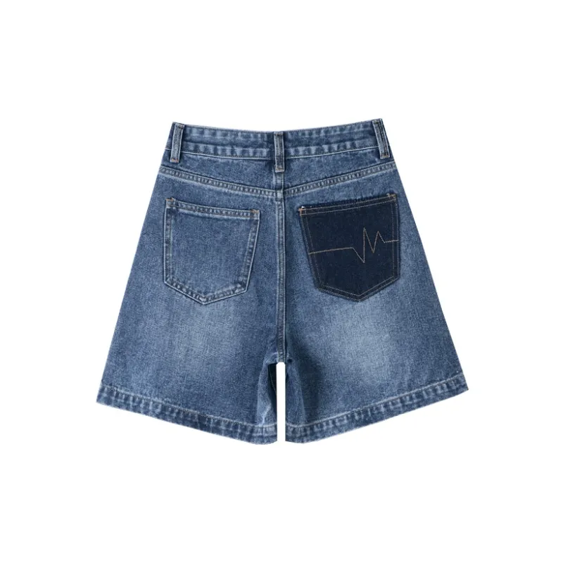 MITUAN Denim Shorts Women's Peacock Blue-1
