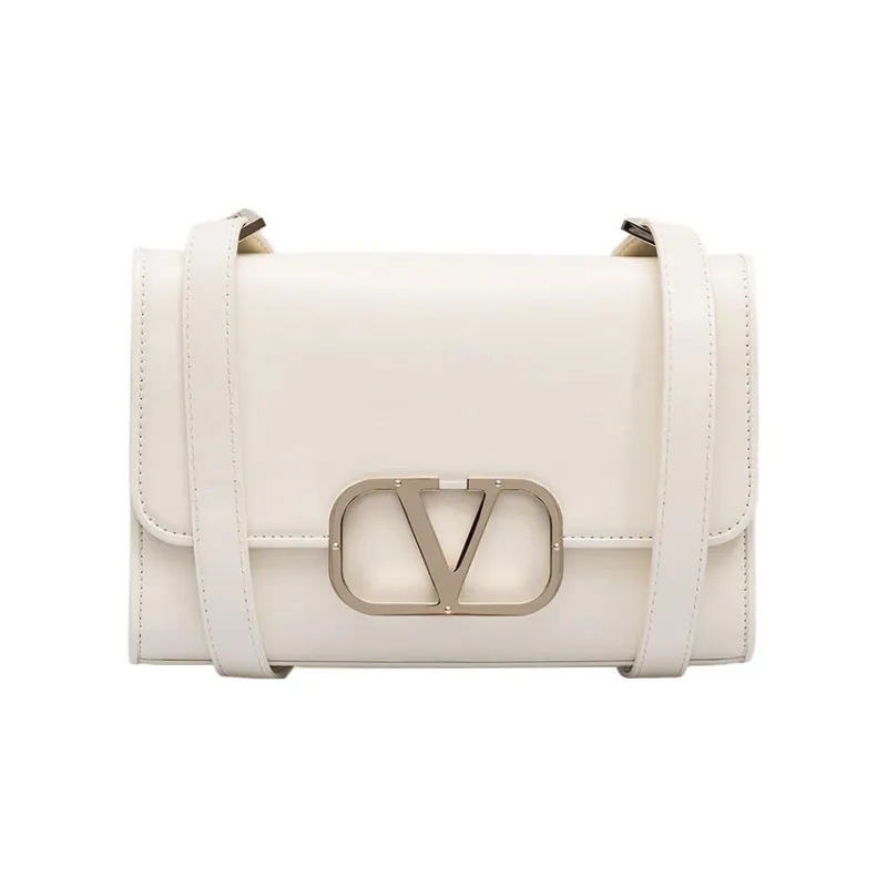 Valentino Cow Leather Crossbody Bag, Shoulder Bag Women's White-0