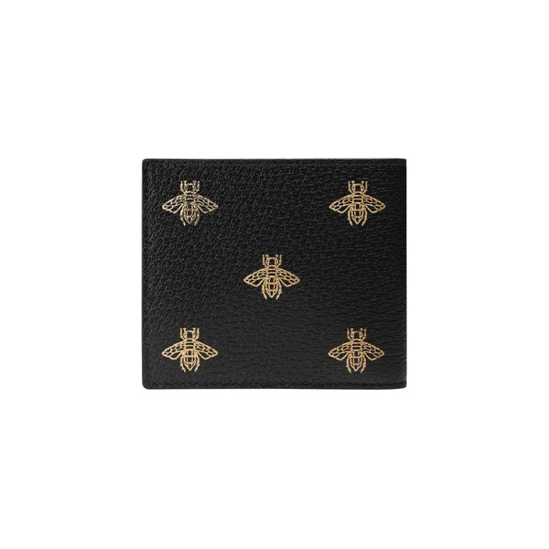 GUCCI Cow Leather Wallet Men's Black-3