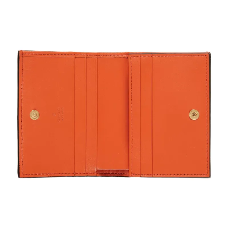 GUCCI GG Matelassé Leather Clutch Card Holder Wallet Small Size Women's Orange-3