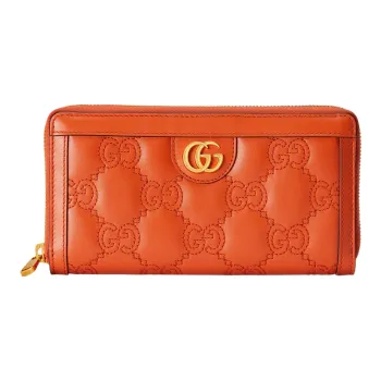 GUCCI GG Matelassé Leather Clutches Wallets Small Size Women's Orange