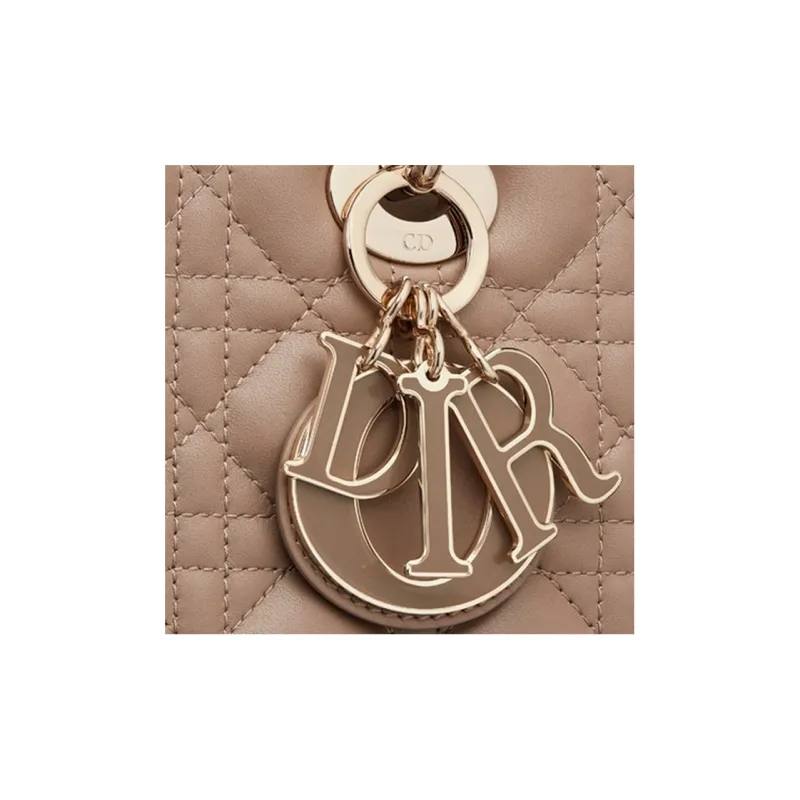 DIOR Lady Dior Sheepskin Dior Bag Shoulder Bag Crossbody Bag Handbag Medium Size Women's Warm Taupe Gray-3