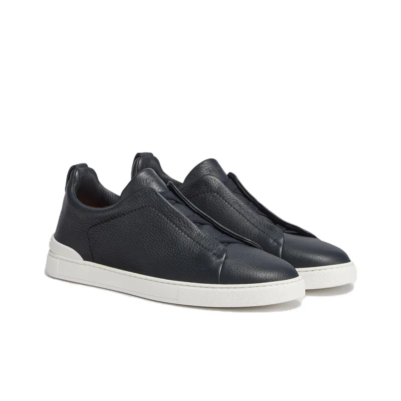 Zegna Deerskin Triple Stitch Navy Blue-2