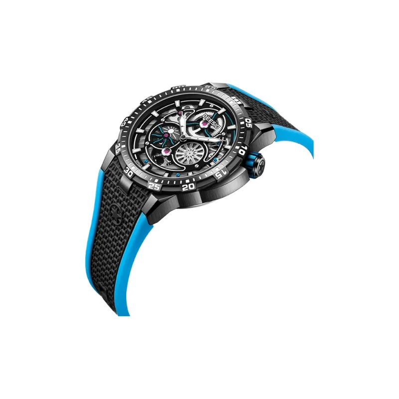 DEESIO Explorer Collection Automatic Mechanical Movement Rubber Strap Watch Men's Watches Cut-Out Dial-8
