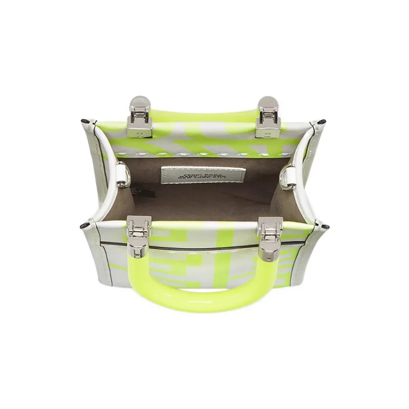FENDI Marc Jacobs Collaboration Sunshine Calfskin Handbag Shoulder Bag Crossbody Bag Mini Women's White/Neon Yellow-3