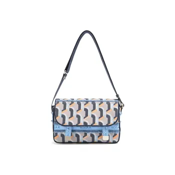 ROSA.K Cow Leather Crossbody Bag Medium Size Women's Navy Blue