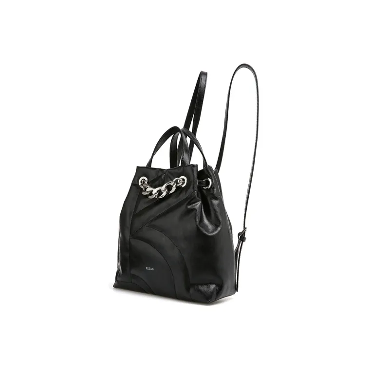 ROSA.K Cow Leather Backpack Medium Size Women's Black/White-1