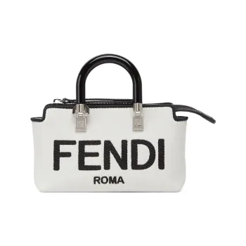 FENDI Patchwork Cow Leather Boston Bag Shoulder Bag Crossbody Bag Handbag Mini Women's Black/White
